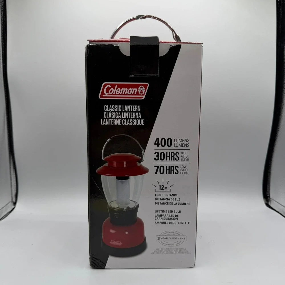 Coleman 4D Classic LED Lantern 400 Lumens Red Battery Powered Camping Light